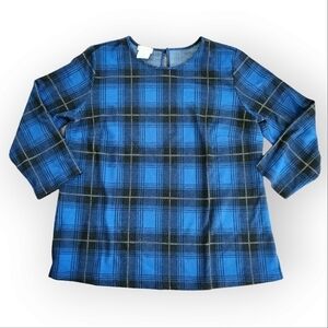 Van Heusen Plaid Stretch Blouse Large